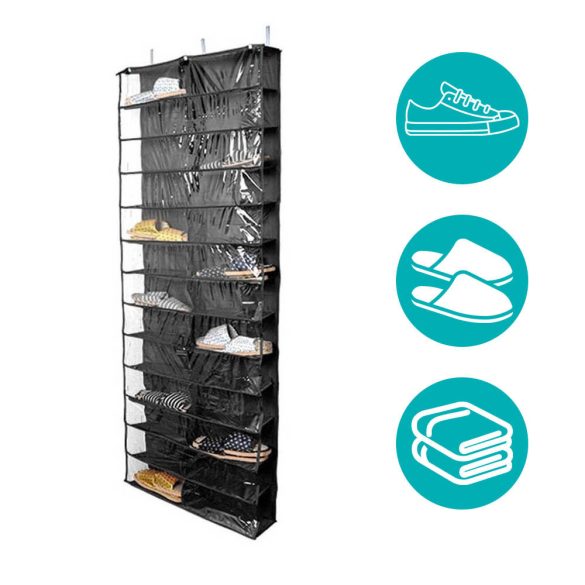 Ajtóra szerelhető cipőtároló-fekete