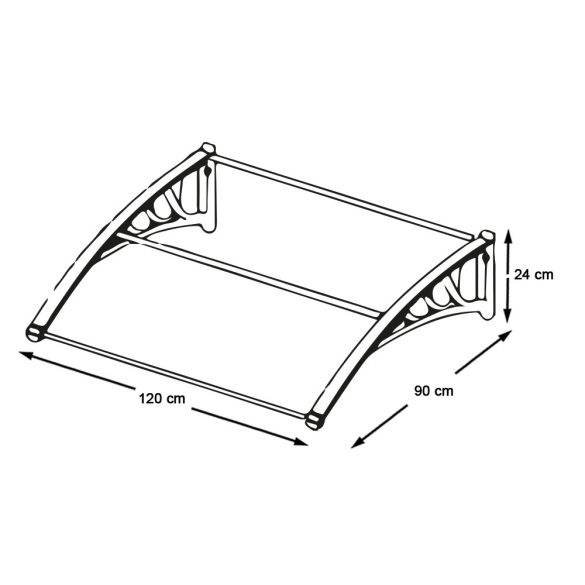 Műanyag előtető több méretben és színben-120x90 cm-fekete