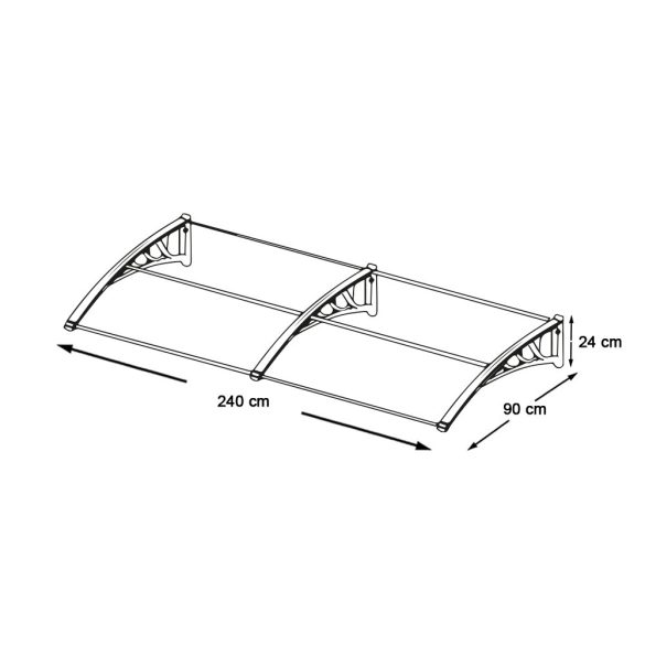 Műanyag előtető több méretben és színben-240x90 cm-fehér