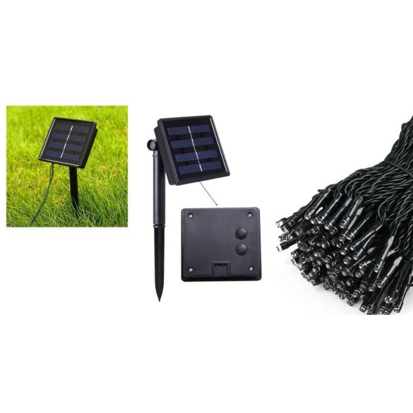 100 LED-es napelemes kerti fényfüzér-10 méteres-színes