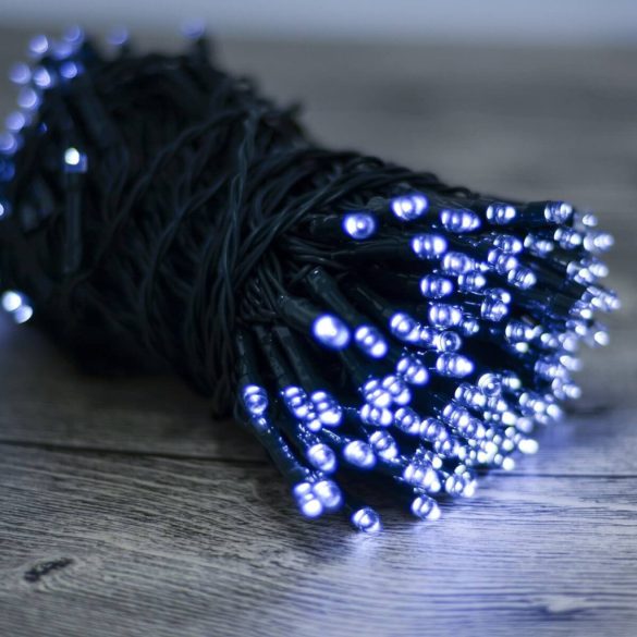100 LED-es napelemes kerti fényfüzér-20 méteres-hideg fehér
