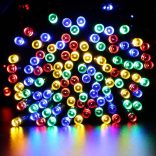 100 LED-es napelemes kerti fényfüzér-20 méteres-színes