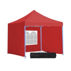   Összecsukható kerti pavilon több típusban-2,9x2,9 méteres-piros-pavilon+oldalfal+hordtáska