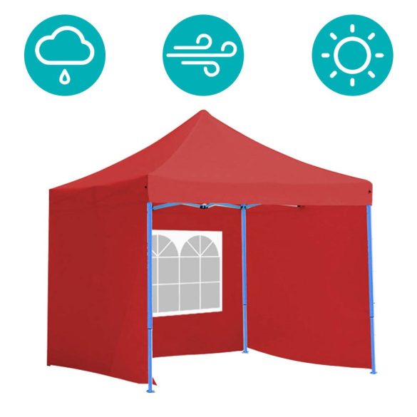 Összecsukható kerti pavilon több típusban-2,9x2,9 méteres-piros-pavilon+oldalfal+hordtáska