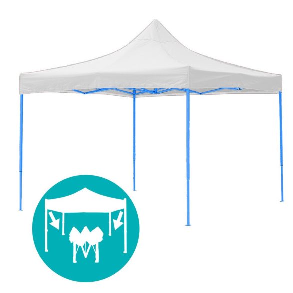 Összecsukható kerti pavilon több típusban-2,9x2,9 méteres-fehér-pavilon+oldalfal+hordtáska