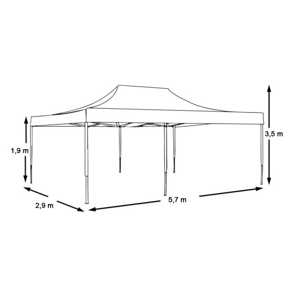 Összecsukható kerti pavilon több típusban-2,9x5,7 méteres-piros-pavilon+hordtáska