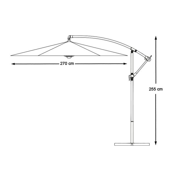 Függő napernyő 2,7 m, khaki