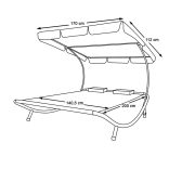 Kétszemélyes napozóágy árnyékolóval-szürke