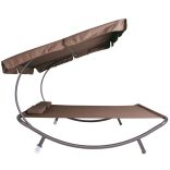 Kétszemélyes napozóágy árnyékolóval-sötét barna