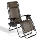 Zéró gravitáció kerti szék ajándék pohártartóval, 2 db-barna