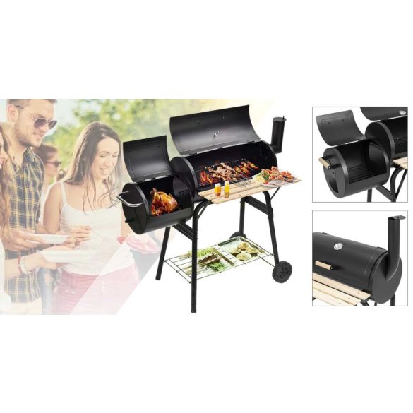 2in1 faszenes BBQ grill és smoker 