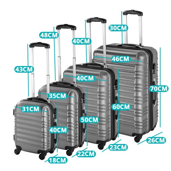 4 db-os merev falú bőrönd szett, 4 színben-szürke