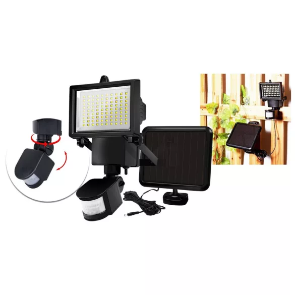 Mozgásérzékelős, napelemes reflektor, 60 LED