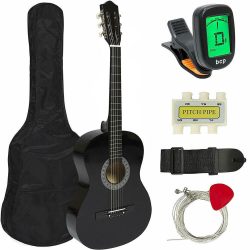   Akusztikus gitár szett kezdőknek, ajándék hangolóval, 2 színben-fekete