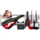 Elektromos gitár szett kezdőknek, ajándék erősítővel-fekete