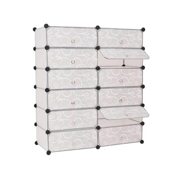 Műanyag elemes cipőtároló szekrény, több színben-fehér
