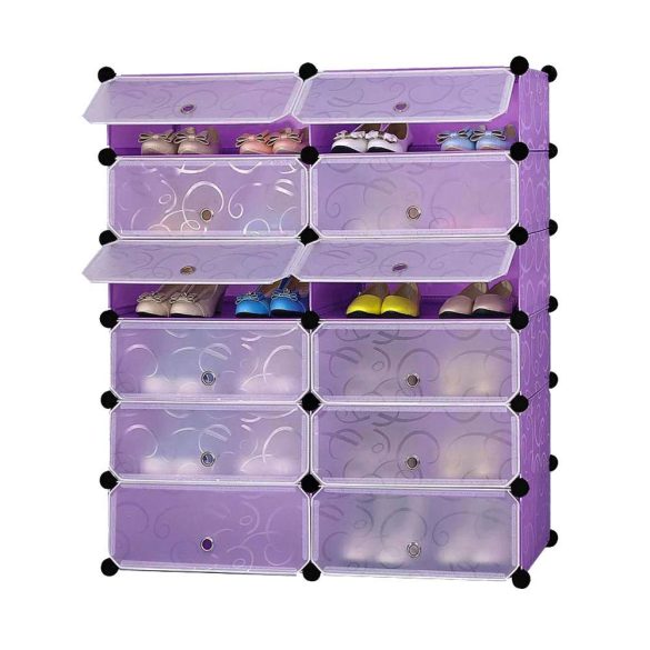 Műanyag elemes cipőtároló szekrény, több színben- lila