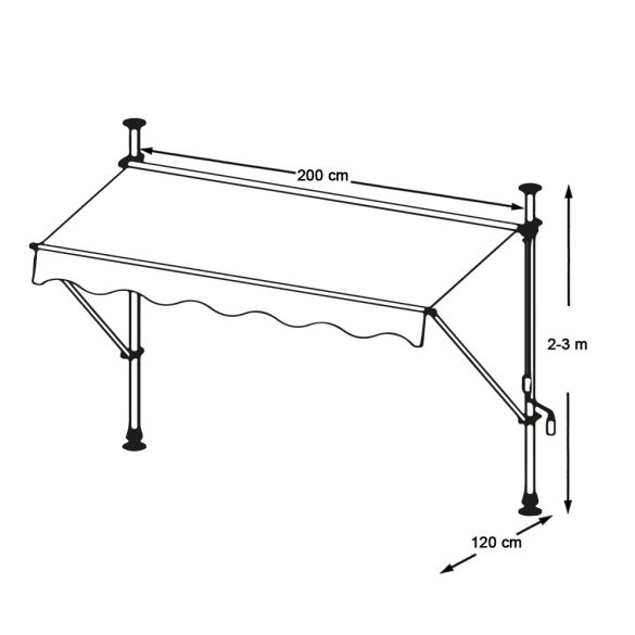 Feltekerhető napellenző, szürke, 200x120 cm