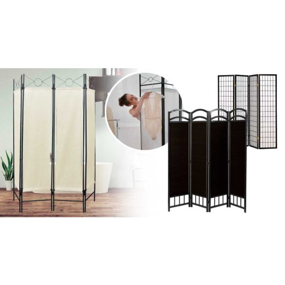 4 paneles térelválasztó paraván-sötétbarna