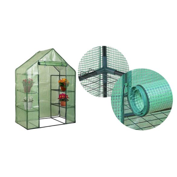 Mobil melegház polcokkal