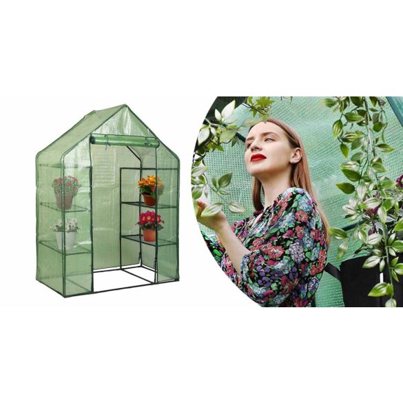 Mobil melegház polcokkal