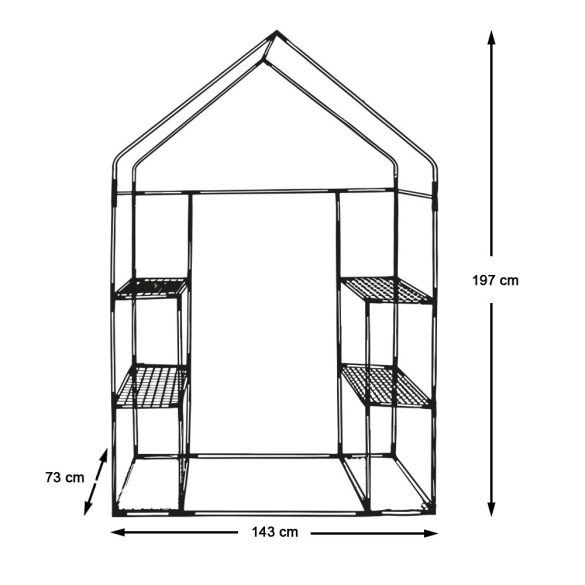 Mobil melegház polcokkal