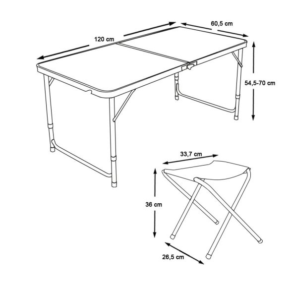 Kemping asztal 4 székkel