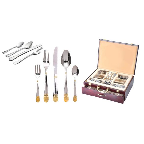 84 db-os evőeszköz készlet több színben-ezüst/arany