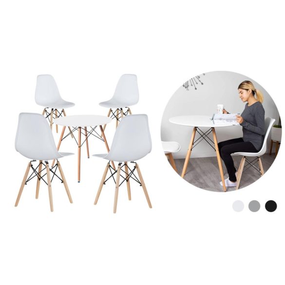 4 db modern étkezőszék asztallal, 3 színben-szürke