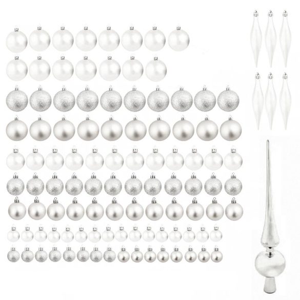 112 részes karácsonyfadísz, több színben-ezüst