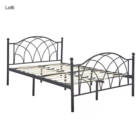 Lotti fém ágykeret ajándék ágyráccsal, több méretben és színben-Fekete 90x200 cm