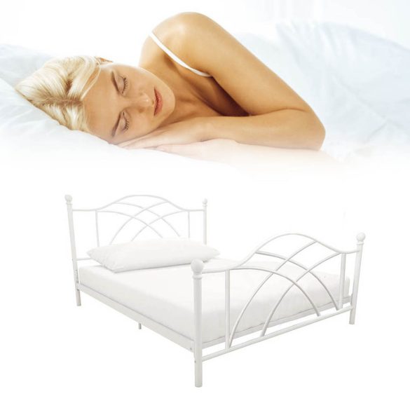 Lotti fém ágykeret ajándék ágyráccsal, több méretben és színben-Fehér 90x200 cm