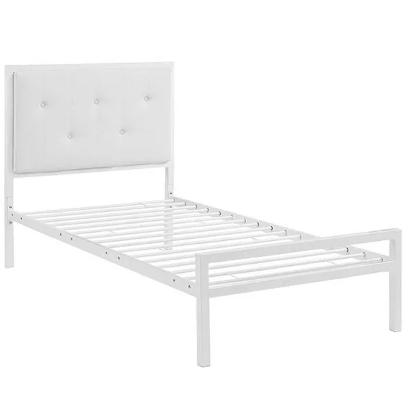 Hanna fém ágykeret ajándék ágyráccsal, több méretben és színben-Fehér 90x200 cm-es-fehér