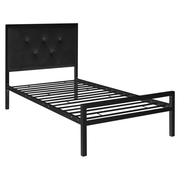 Hanna fém ágykeret ajándék ágyráccsal, több méretben és színben-Fekete 160x200 cm-es-fekete