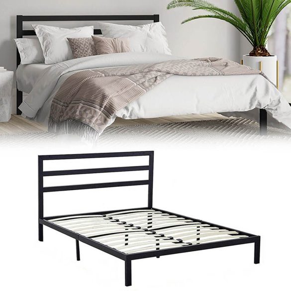 Bella fém ágykeret ajándék ágyráccsal, több méretben és színben-Fekete 180x200 cm-es-fekete