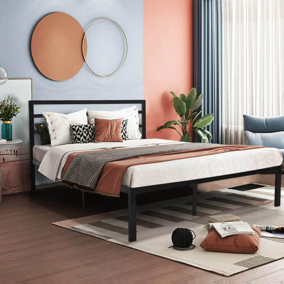 Bella fém ágykeret ajándék ágyráccsal, több méretben és színben-Fekete 180x200 cm-es-fekete