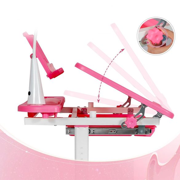 Állítható magasságú, többfunkciós, gyerek íróasztal-rózsaszín