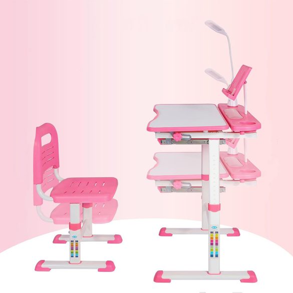 Állítható magasságú, többfunkciós, gyerek íróasztal-rózsaszín