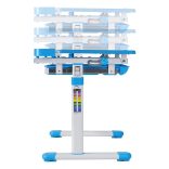 Állítható magasságú, többfunkciós, gyerek íróasztal-kék