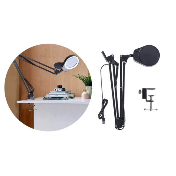 Asztalra szerelhető, 2 lencsés, LED-es nagyító