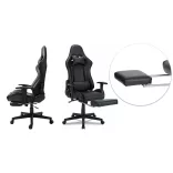 Gamer szék lábtartóval, fekete