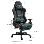 Gamer szék lábtartóval, fekete