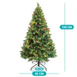 LED-es műfenyő több típusban, melegfehér-180 LED-es, 150 cm