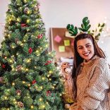 LED-es műfenyő több típusban, melegfehér-180 LED-es, 150 cm