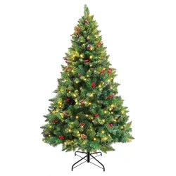   LED-es műfenyő több típusban, melegfehér-260 LED-es, 180 cm