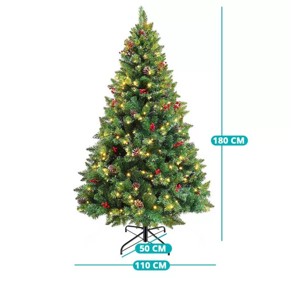 LED-es műfenyő több típusban, melegfehér-260 LED-es, 180 cm