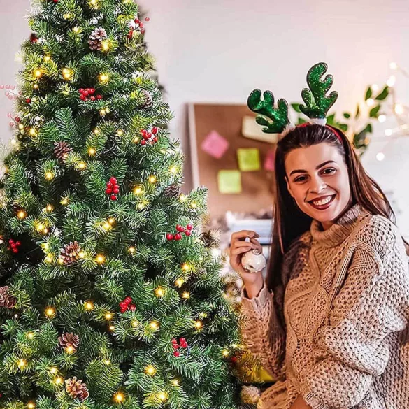LED-es műfenyő több típusban, melegfehér-260 LED-es, 180 cm
