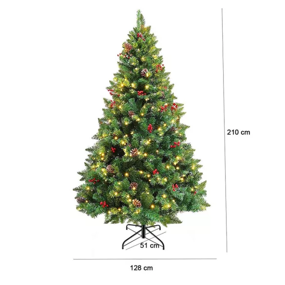 LED-es műfenyő több típusban, melegfehér-320 LED-es, 210 cm