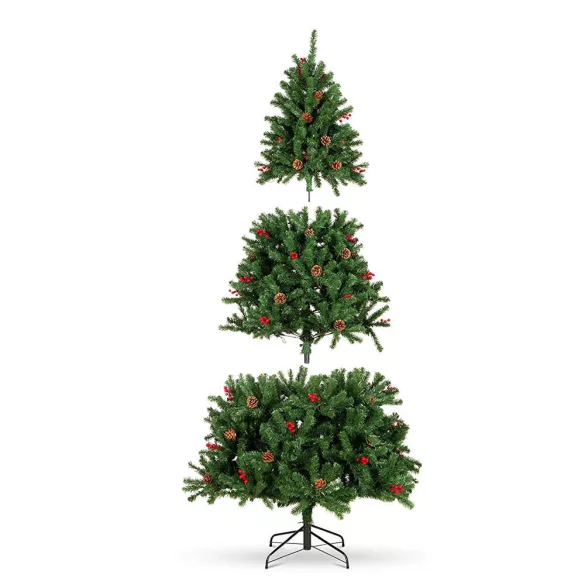 LED-es műfenyő több típusban, melegfehér-320 LED-es, 210 cm
