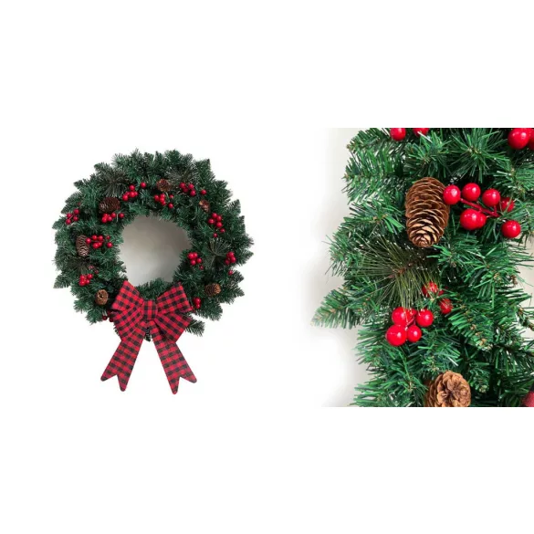 Karácsonyi ajtódísz 60 cm-es, 50 LED -del
